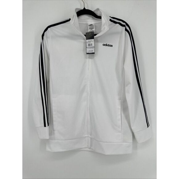 Adidas Jacket Boys Large (14-16) White Windbreaker Soft Athletic Running NWT - Picture 2 of 11